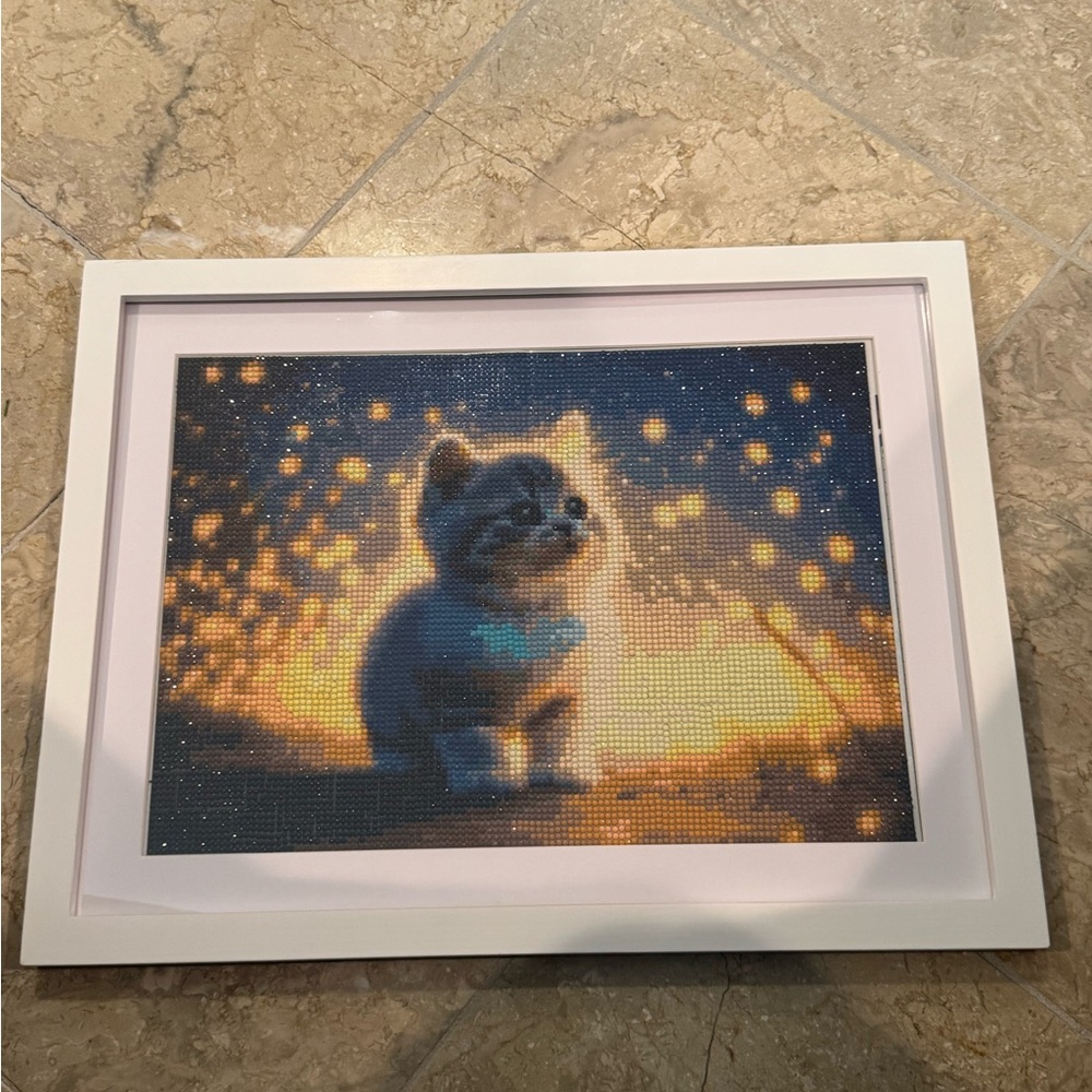 Framed Puppy Diamond Art